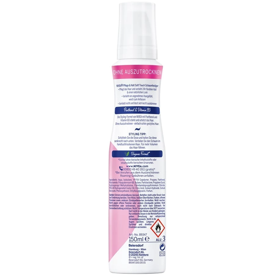 Styling Mousse Coiffante Hydratante Soin & Tenue Soft Touch Fixation Forte De Nivea 4 Styling Mousse Coiffante Hydratante Soin & Tenue Soft Touch Fixation Forte De Nivea – Image 2
